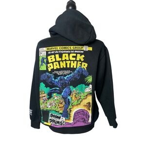Zara Marvel Black Panther Comic Book Graphic Hoodie Black Pullover Sweatshirt